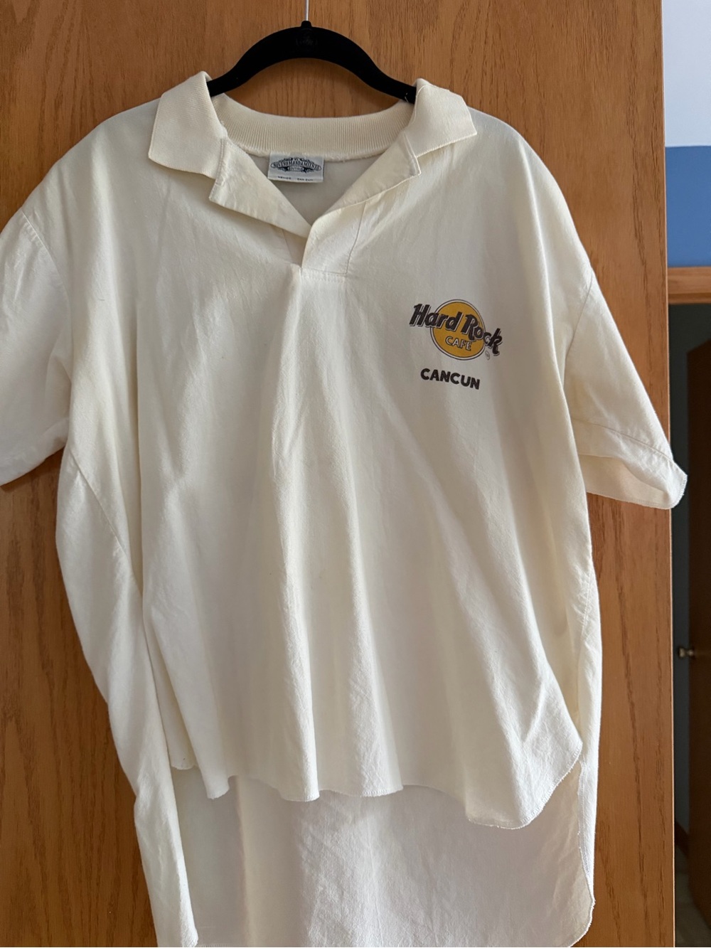 Vintage Hard Rock Cafe Cancun Mexico Polo Shirt White Large Back Logo